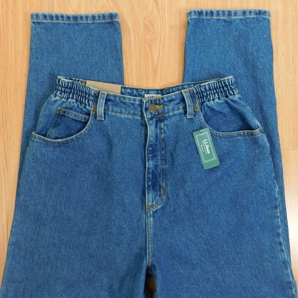 L.L.Bean Original Relaxed Fit Jean 12R Blue Denim Elastic Side Waist Cotton NWT